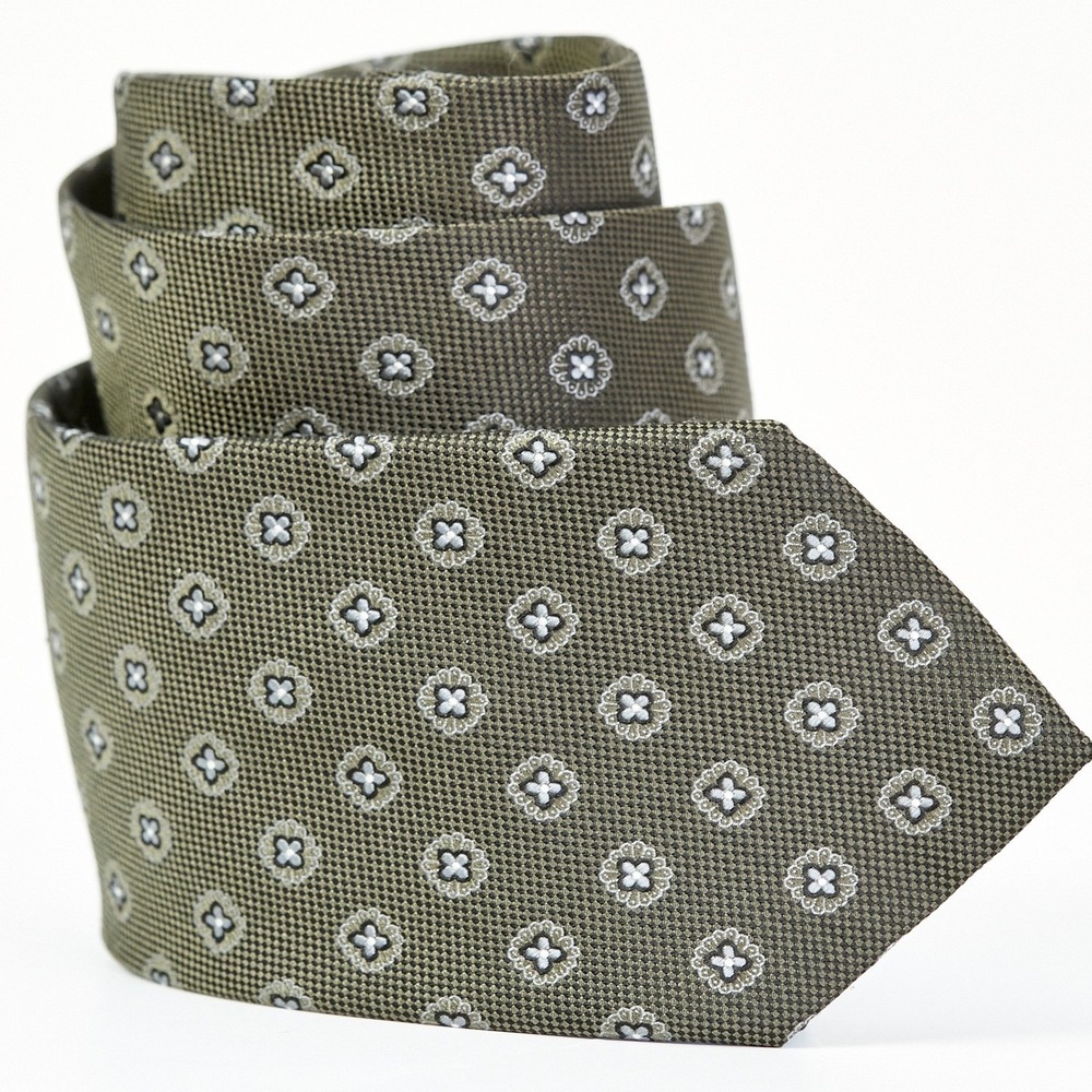 Jos A Bank Executive Collection Silk Necktie Designer Geometric Olive Green EUC